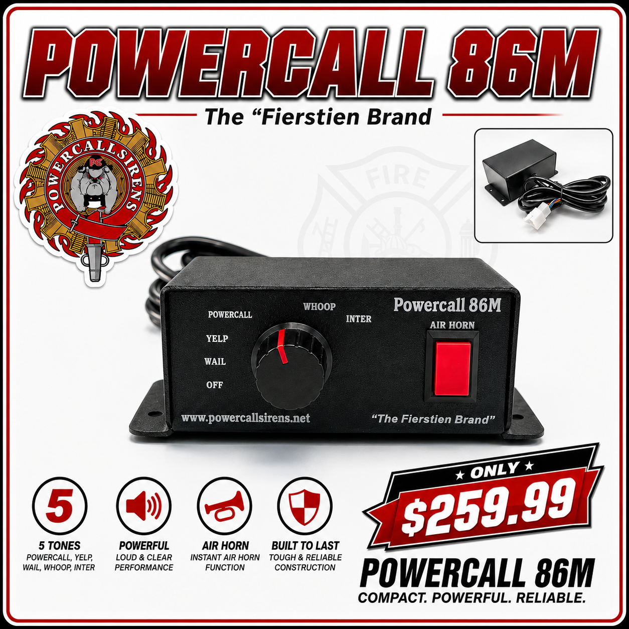 【SIREN】モバイルバッテリー【SIRENNT】 Powercall 86M Remote 100 Watt Emergency Siren (IN STOCK