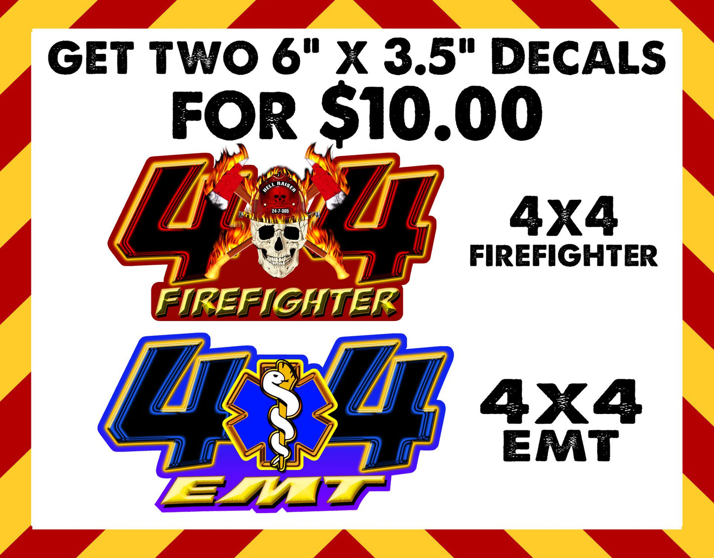 Window Decals - 4x4 Firefighter and/or EMT Window Decals