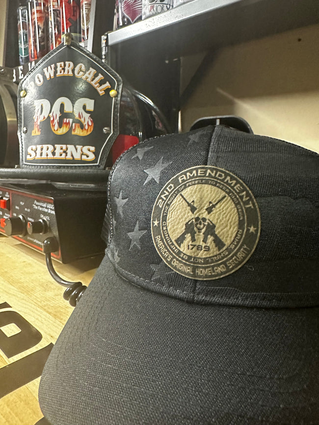 2nd Amendment Crossed USA Stars Adjustable Leather Badge Hat