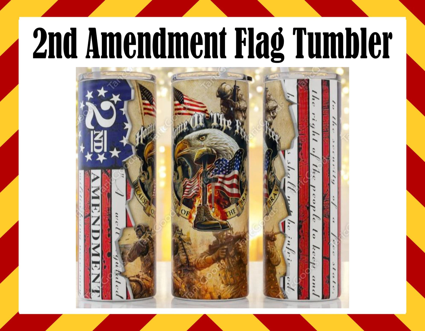 Stainless Steel Cup - 2nd Amendment Flags Design Hot/Cold Cup
