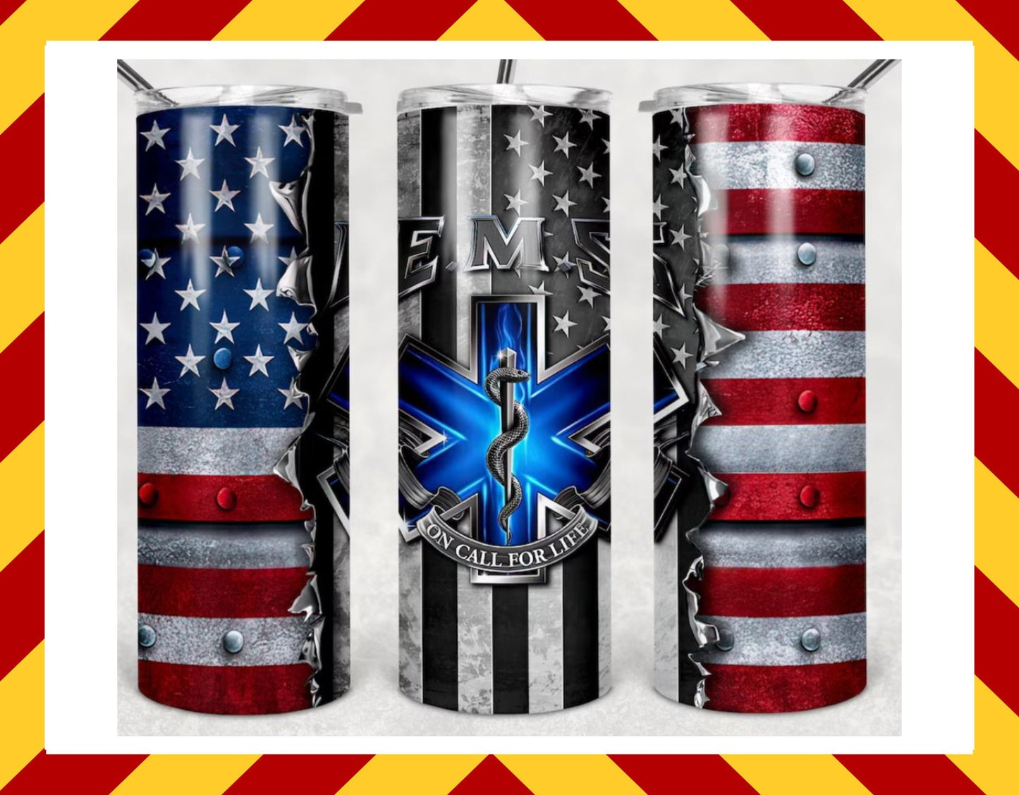 Stainless Steel Cup -  EMS USA Flag Design Hot/Cold Cup
