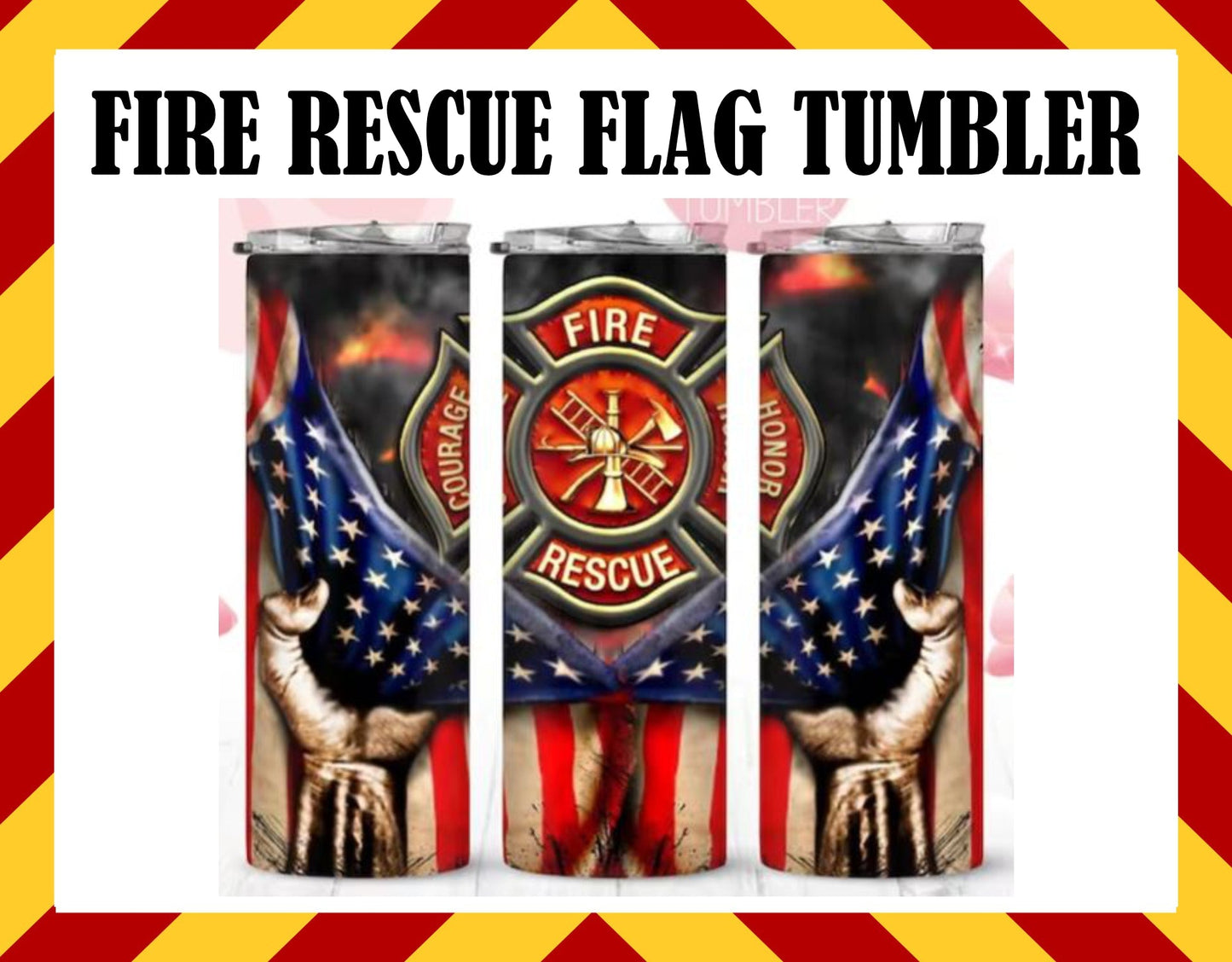Stainless Steel Cup - Fire and Rescue Flag Design Hot/Cold Cup