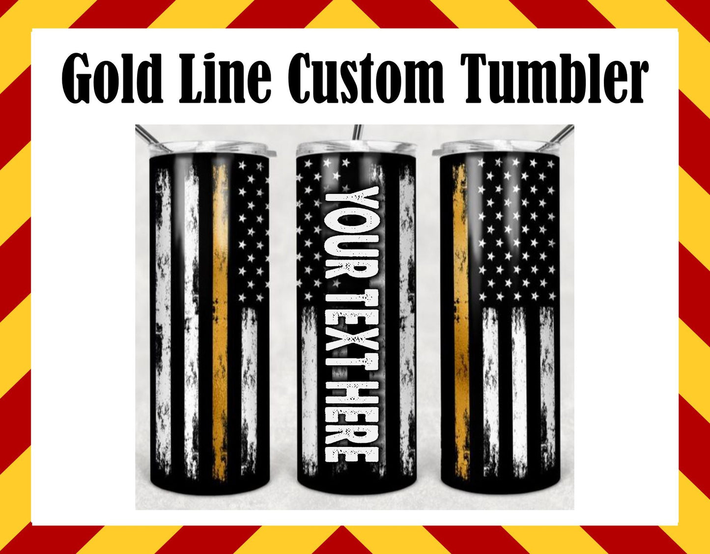 Stainless Steel Cup - Thin Gold Line Design Hot/Cold Cup