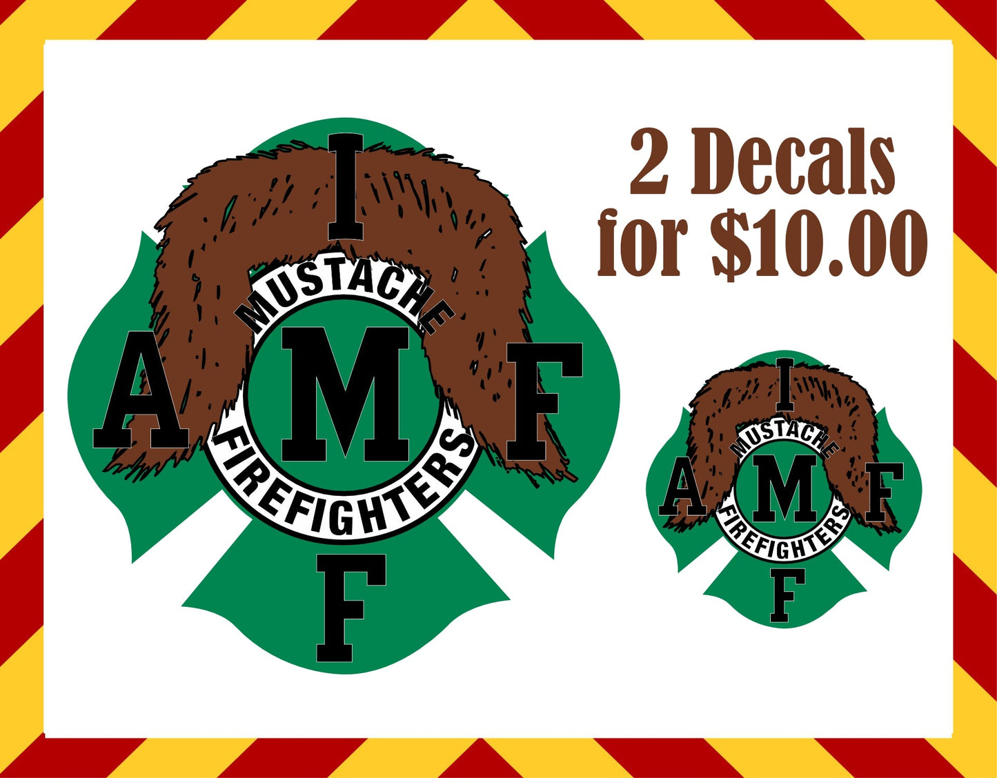 Window Sticker & Hard Hat Sticker -Mustache Firefighter Maltese set of decals