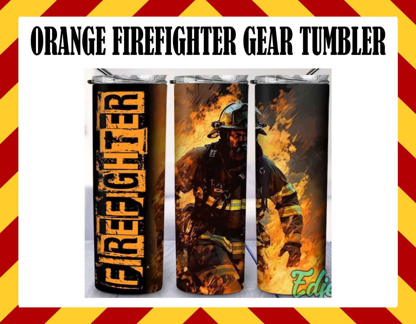 Stainless Steel Cup - Orange Firefighter Gear Design Hot/Cold Cup