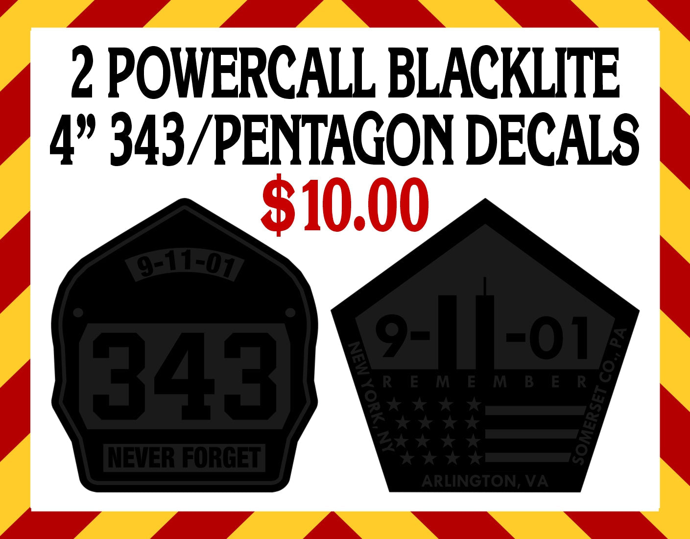 Window Decals - Pentagon and 343 Blacklite 4" Decal Pair