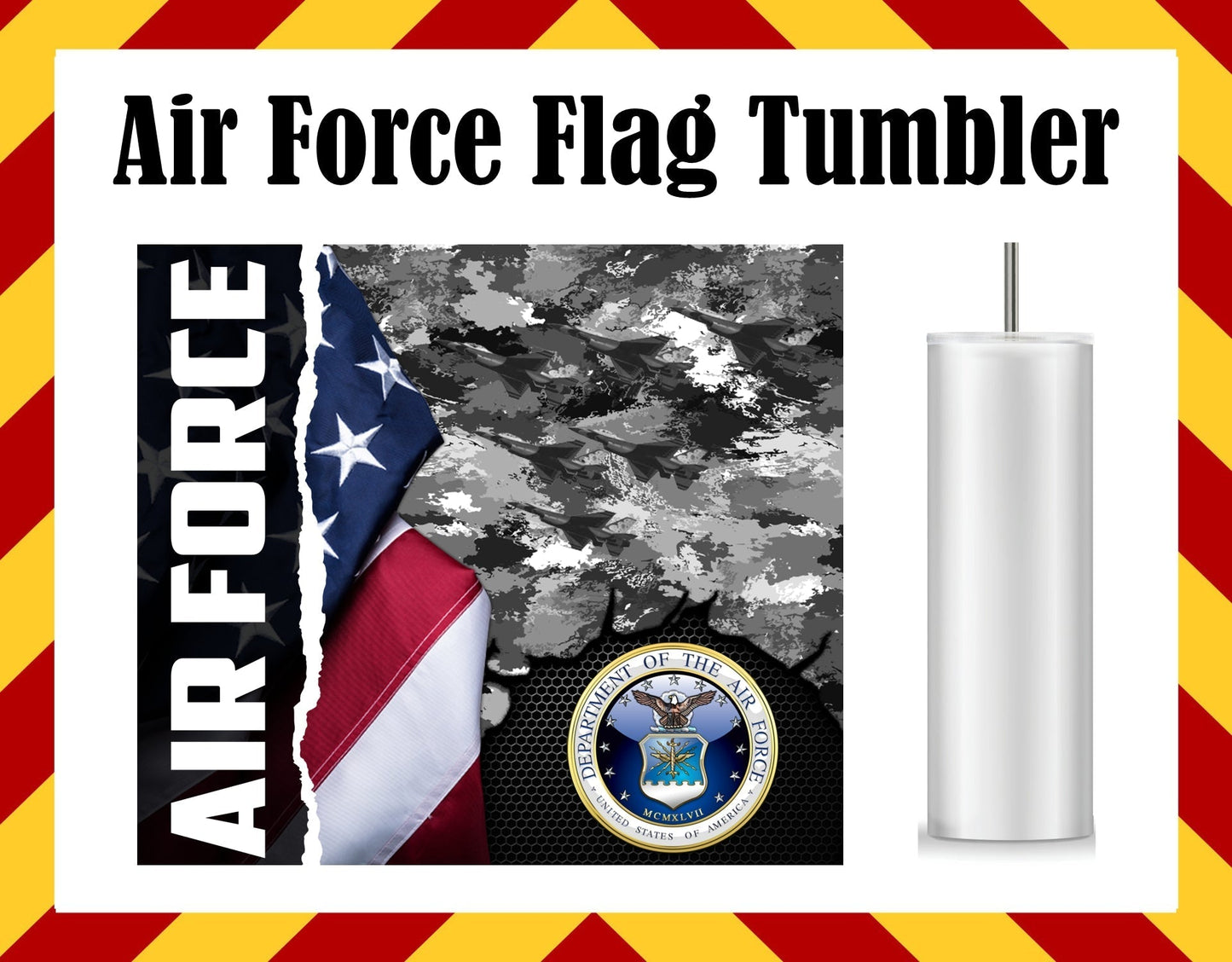 Stainless Steel Cup - Air Force Flags V2 Design Hot/Cold Cup
