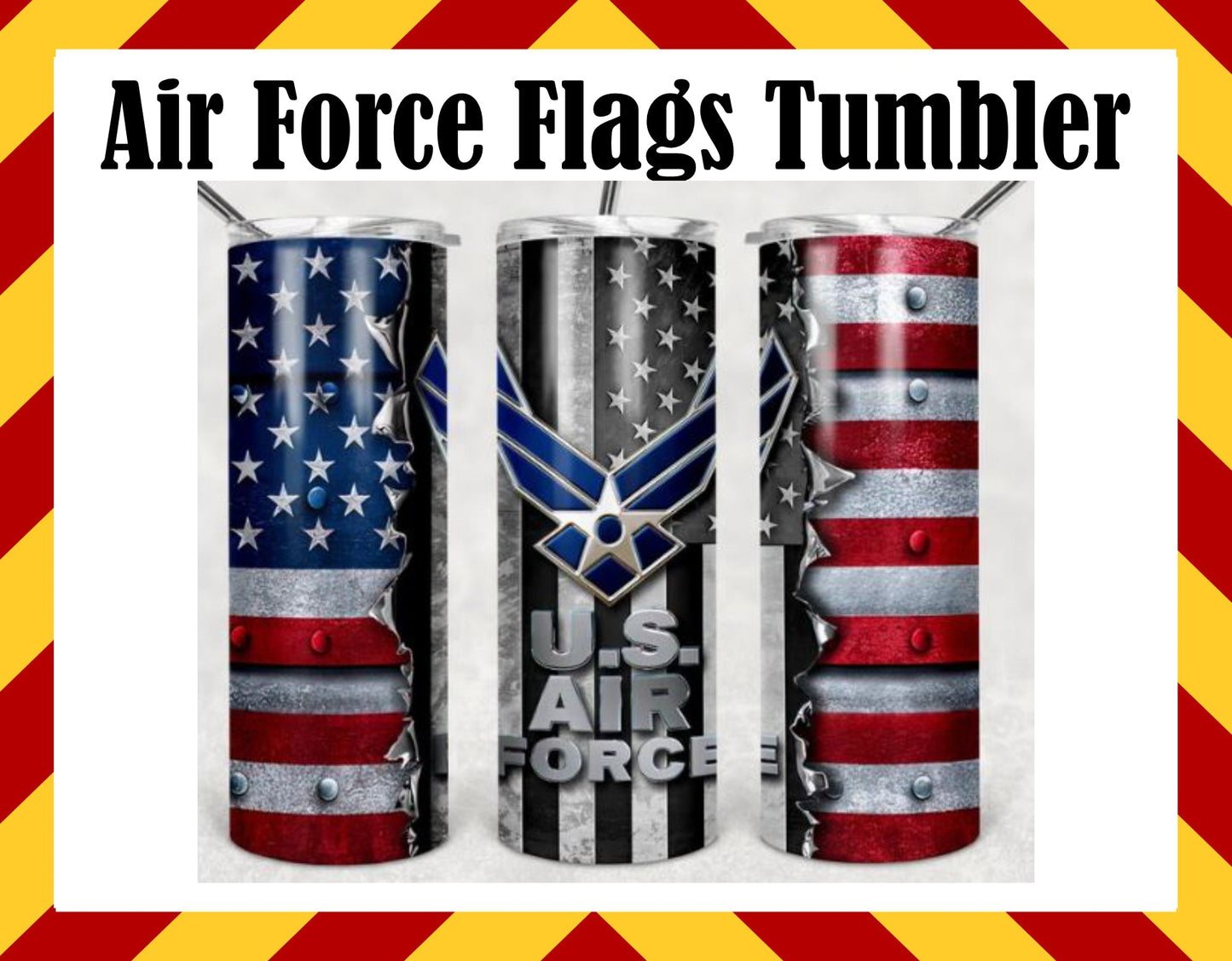 Stainless Steel Cup - Air Force Flags Design Hot/Cold Cup