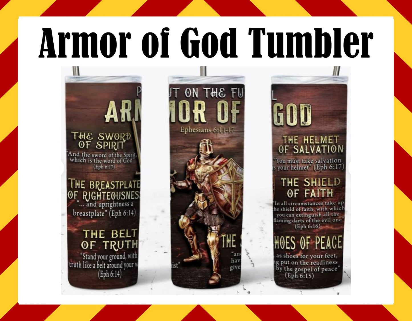 Stainless Steel Cup - Armor of God Design Hot/Cold Cup