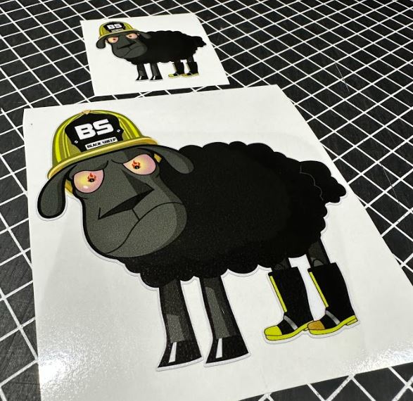 Window Sticker & Hard Hat Sticker -Black Sheep Firefighter Decal Set of 2