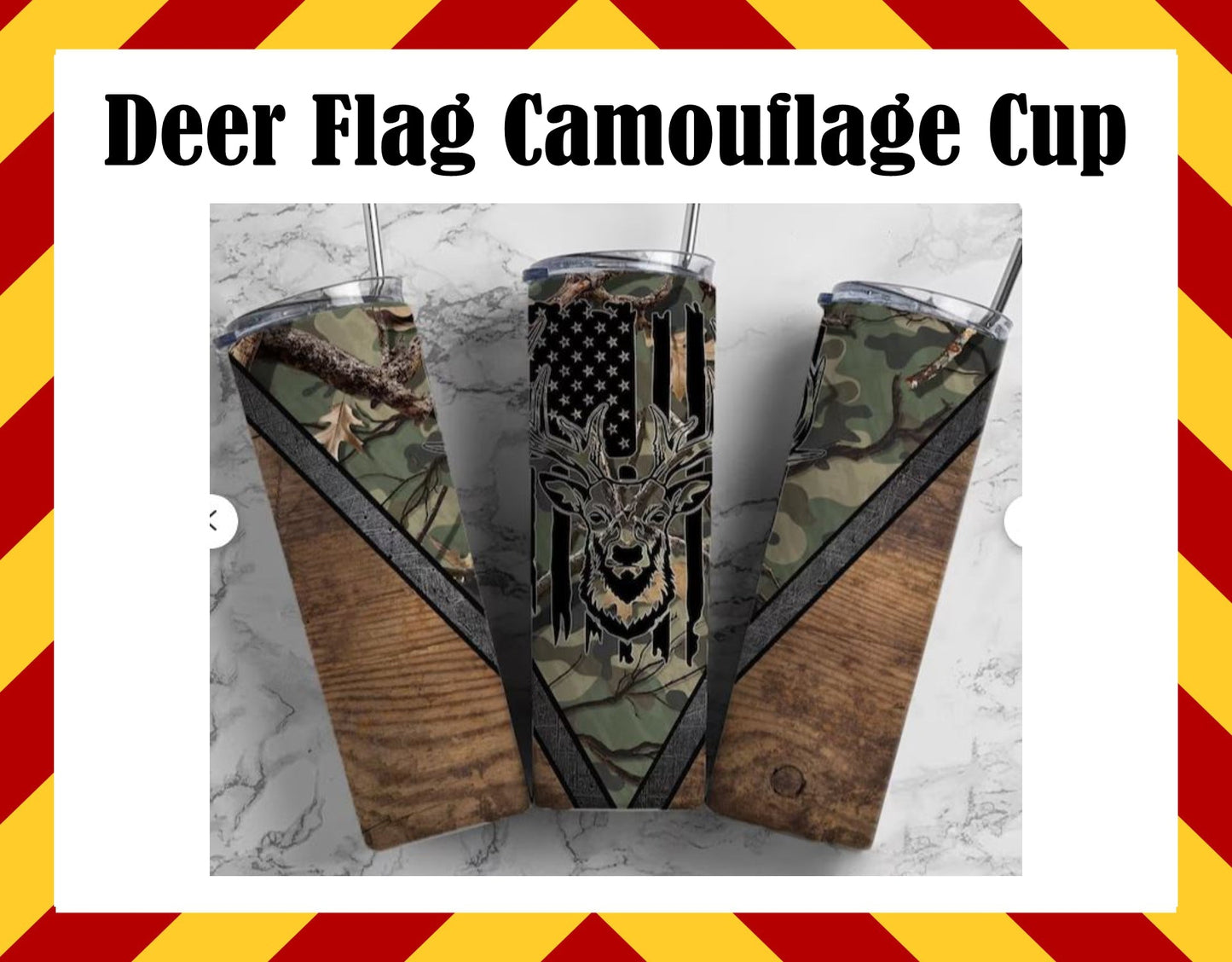 Stainless Steel Cup - Deer Brown Camo Design Hot/Cold Cup