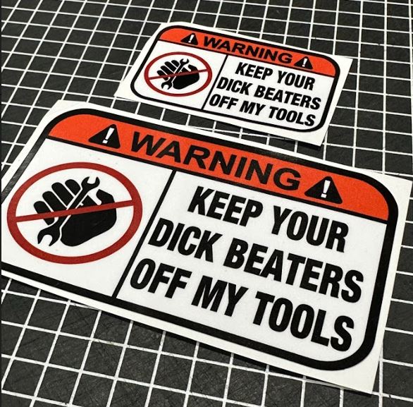 Window Sticker & Hard Hat Sticker -Warning Dick Beaters Pair of Decals