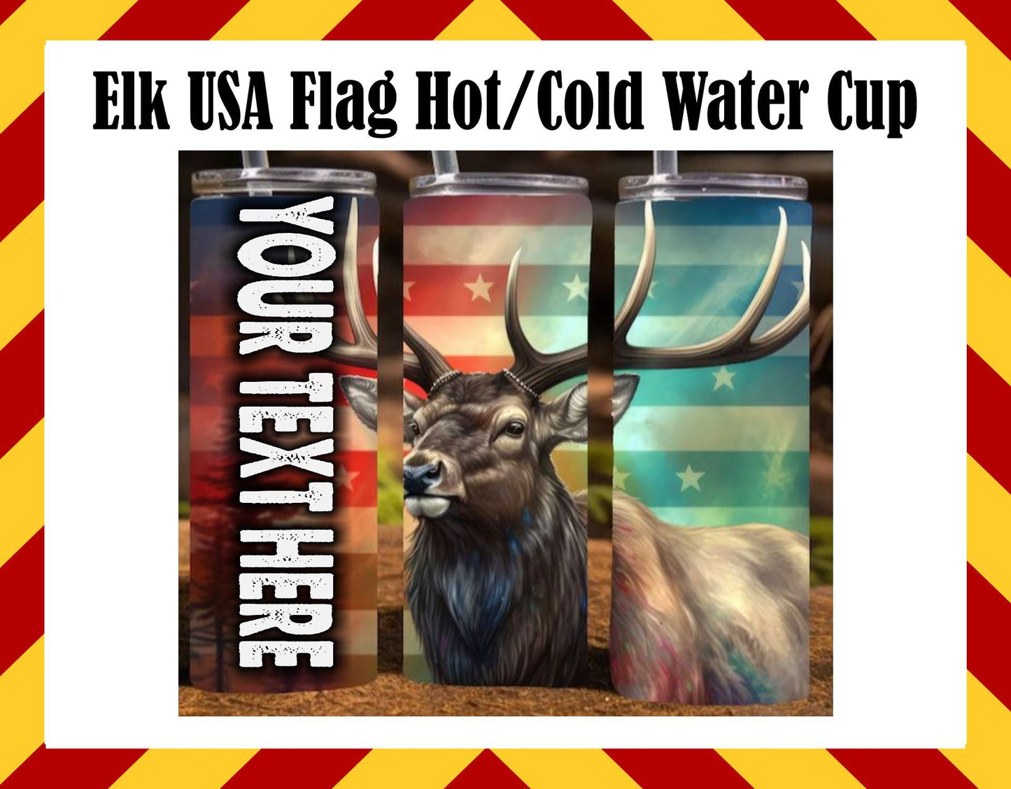 Stainless Steel Cup -  Elk USA Flag Stainless Steel Cup - Hot/Cold Cup