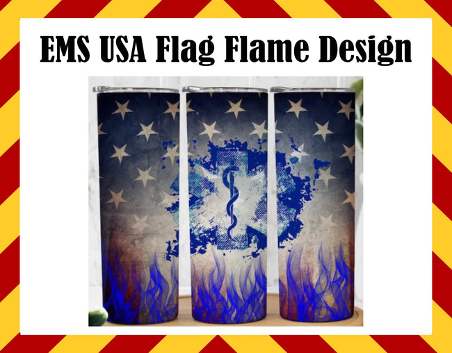 Drink Water Cup - USA EMS Star Flames Design