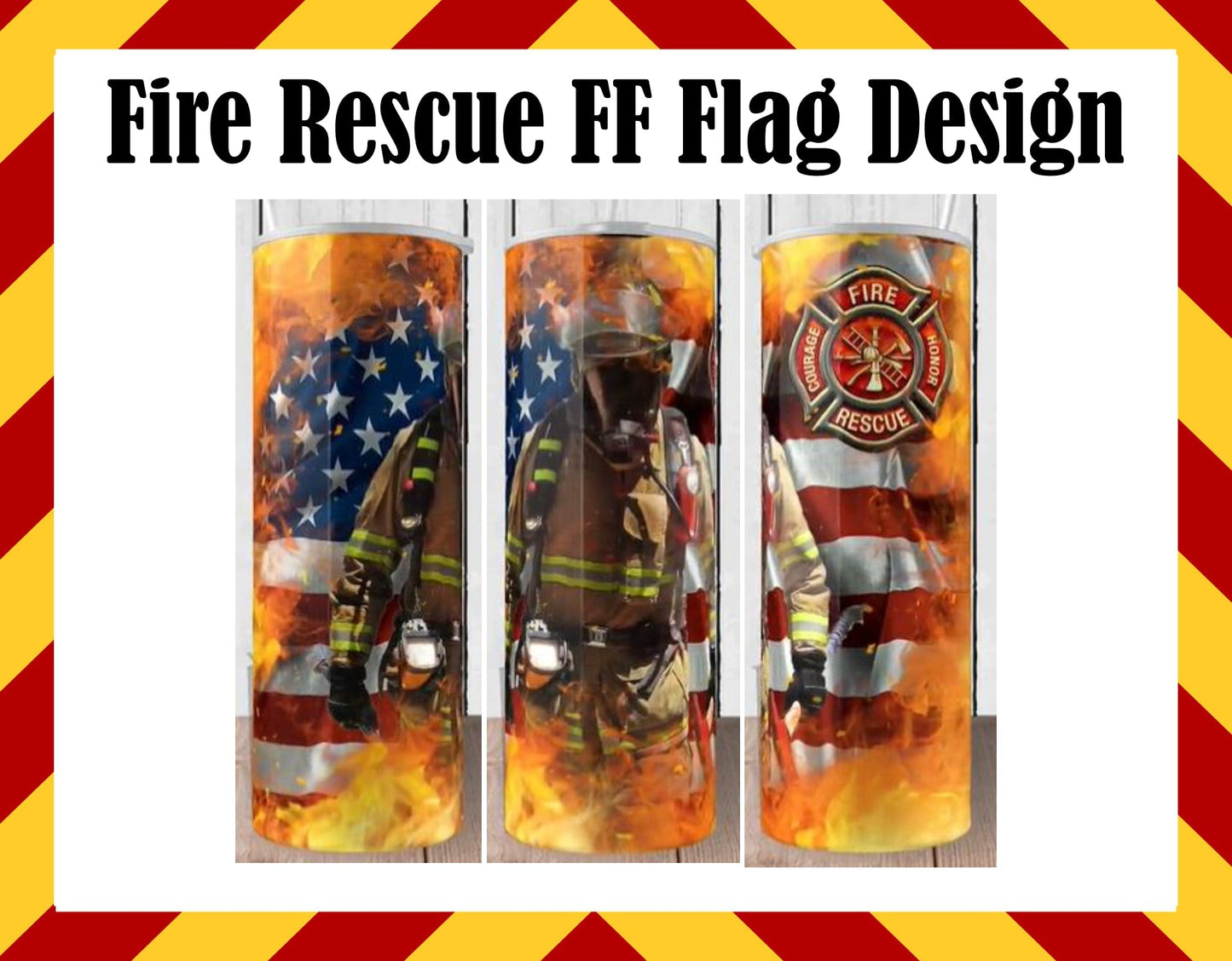 Drinkware Water Cup - Fire Rescue FF Flag Design