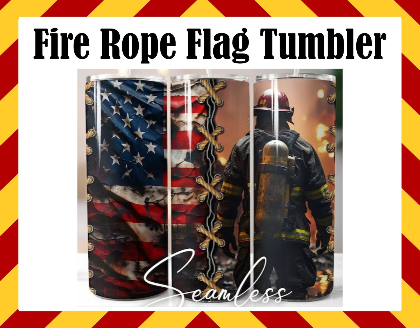 Stainless Steel Cup - Firefighter Rope Flag Design Hot/Cold Cup