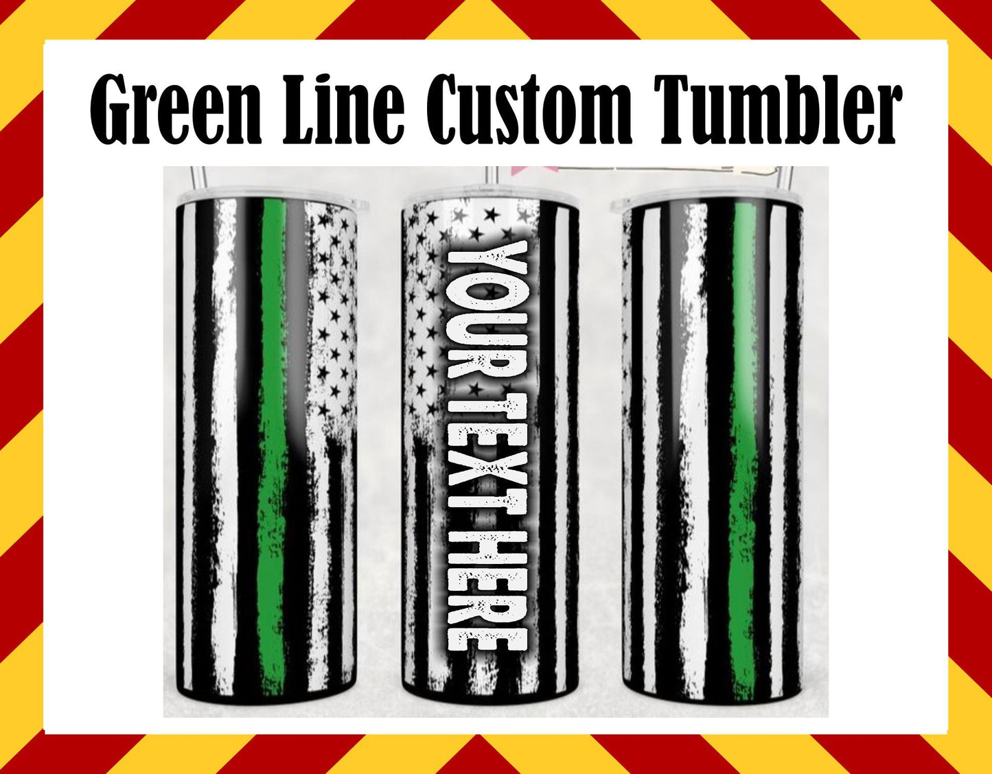 Stainless Steel Cup - Thin Green Line Custom Design Hot/Cold Cup