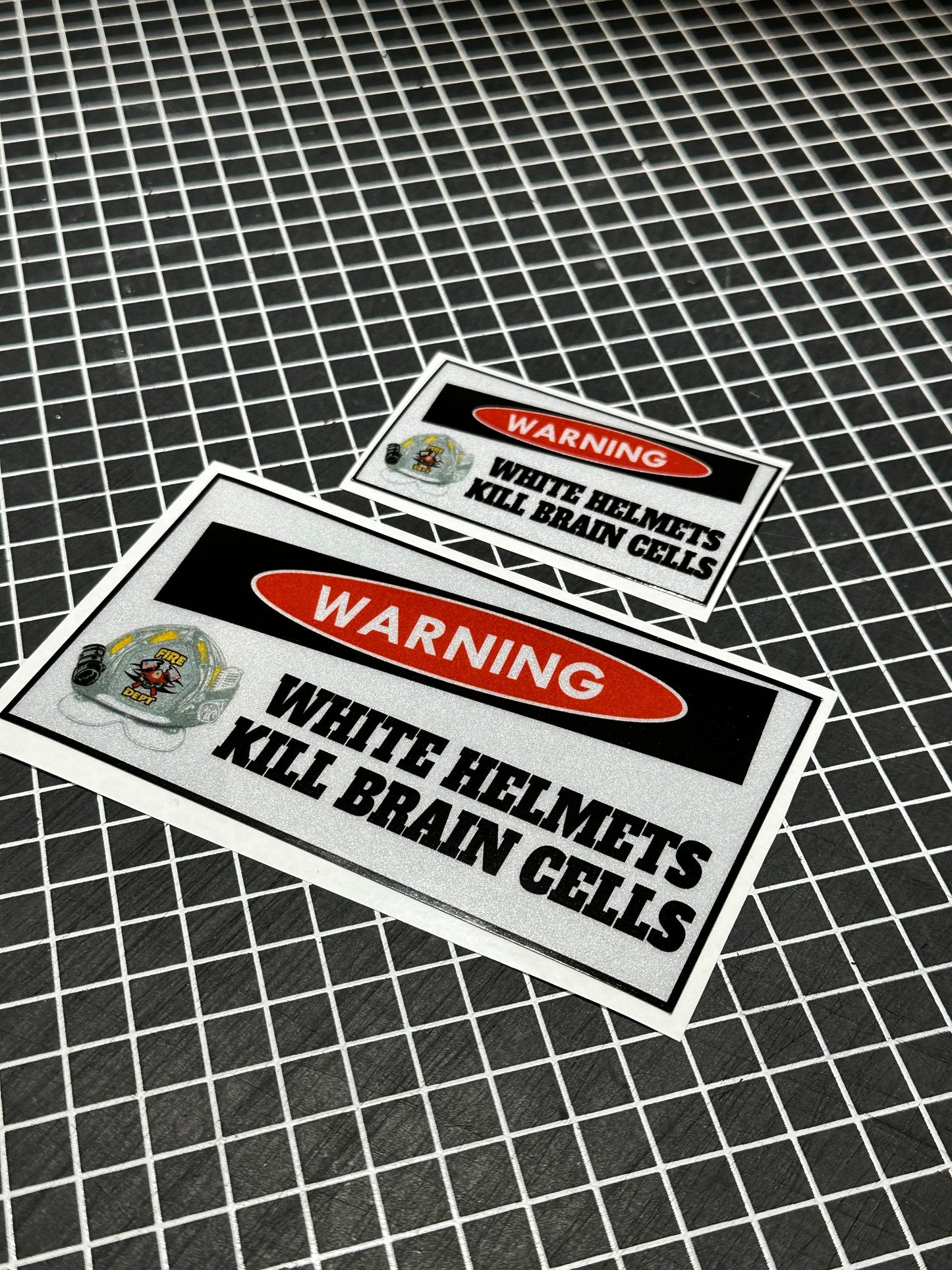 Window Sticker & Hard Hat Sticker -White helmet brain cells set of decals