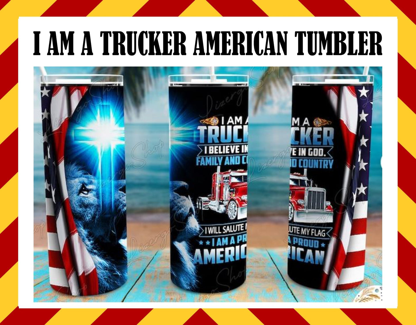 Stainless Steel Cup - I'm a Trucker American Design Hot/Cold Cup