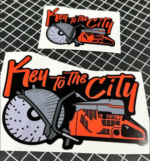 Window Sticker & Hard Hat Sticker -Key to the City Hurst Tool Spraders decals
