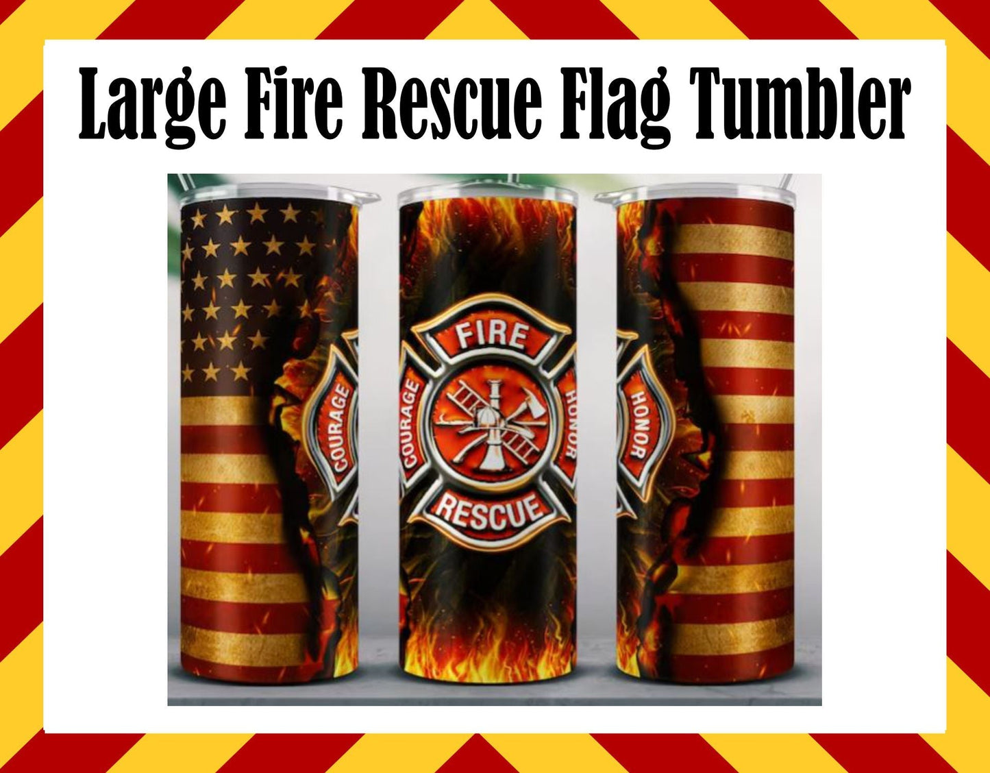 Stainless Steel Cup - Large Fire Rescue Maltese Design Hot/Cold Cup