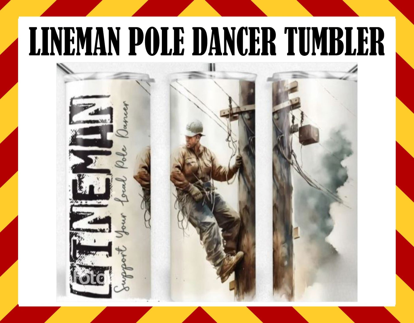 Stainless Steel Cup - Lineman Pole Dancer Design Hot/Cold Cup