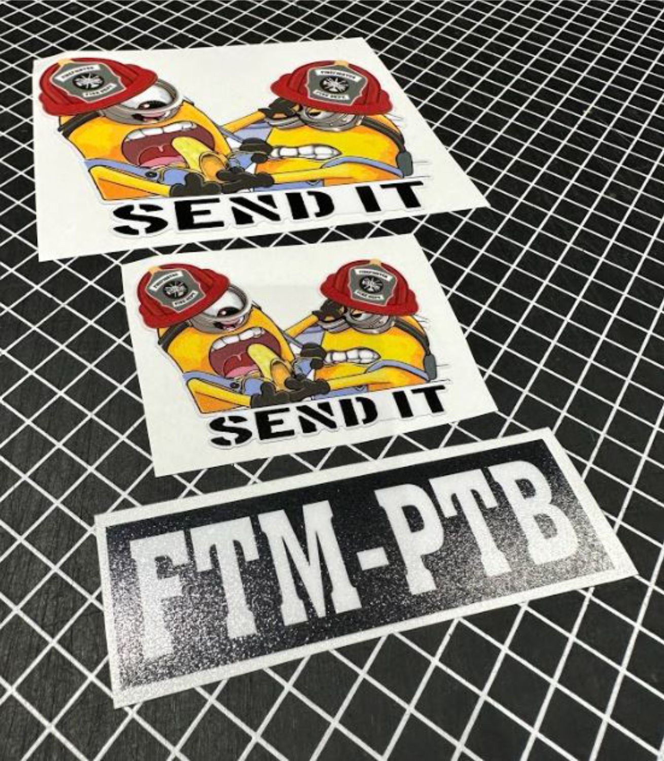 Window Sticker & Hard Hat Sticker -Send it Minion and FTMPTB Decal Set