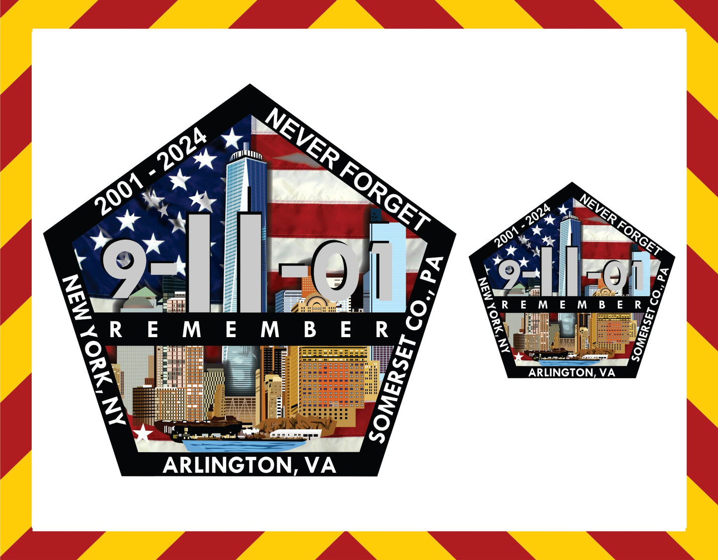 Window Sticker & Hard Hat Sticker -Pentagon 911 Memorial Pair of Decals