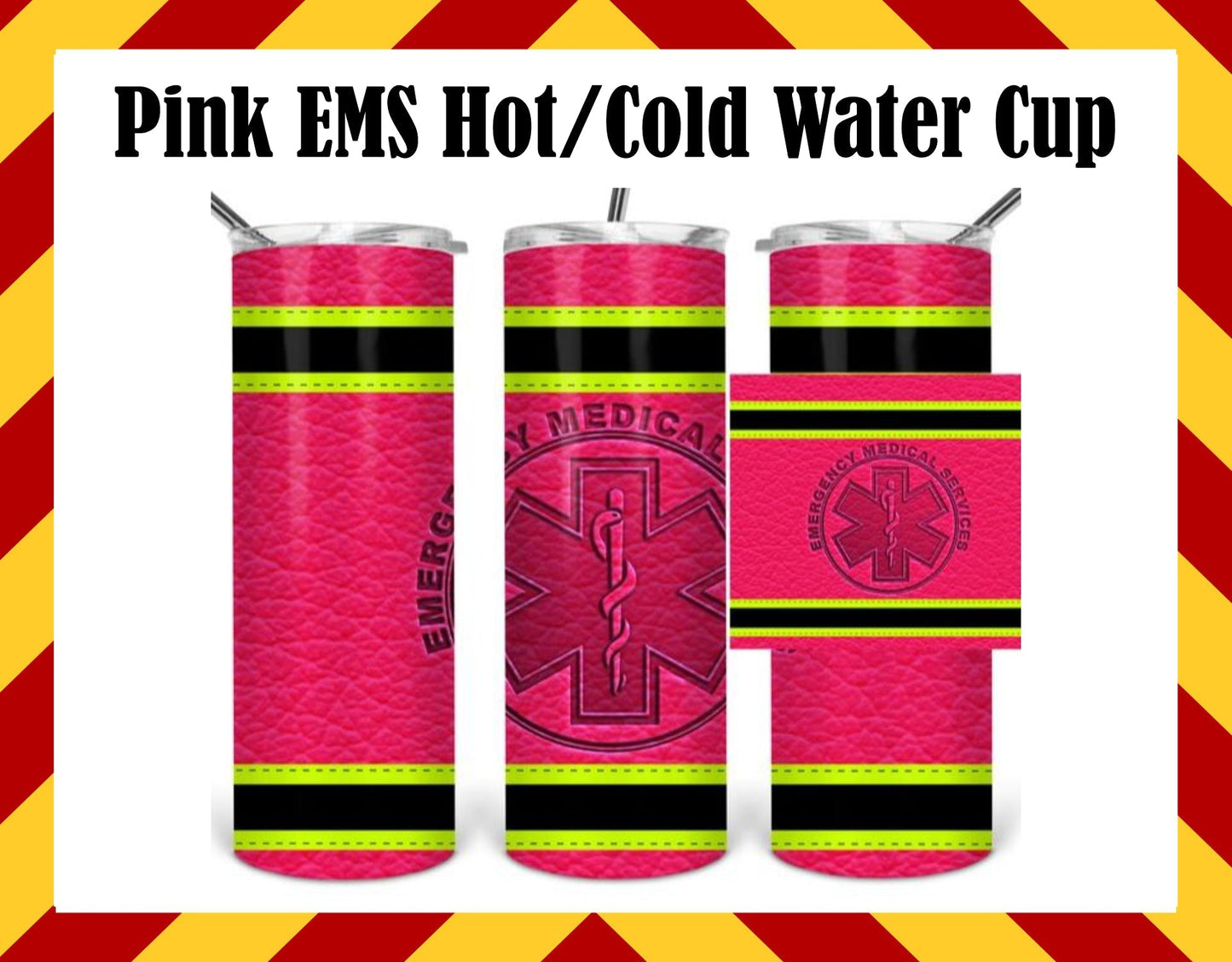 Stainless Steel Cup - Pink Leather Look EMS Design Hot/Cold Cup