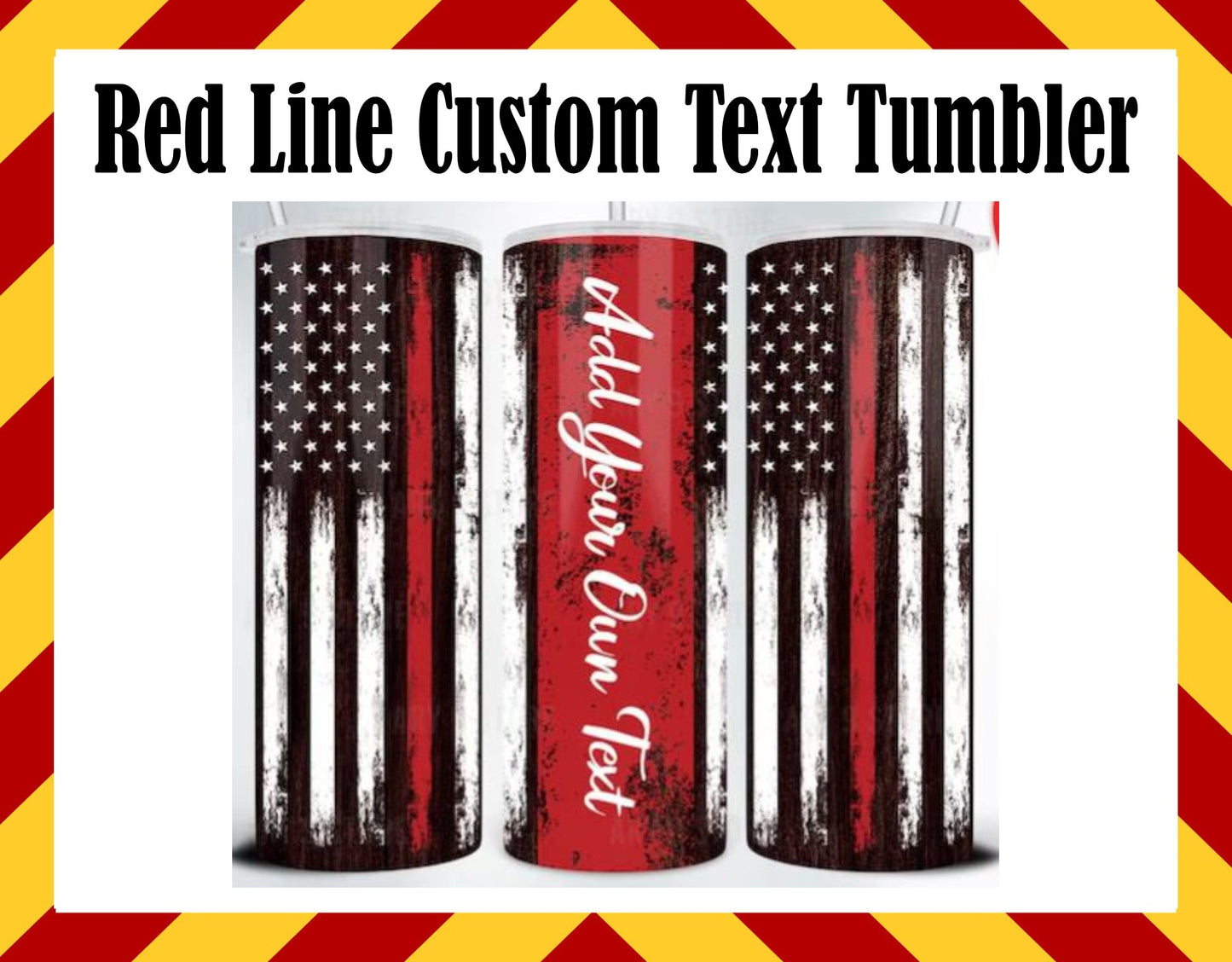 Stainless Steel Cup - Thin Red Line Custom Text Design Hot/Cold Cup