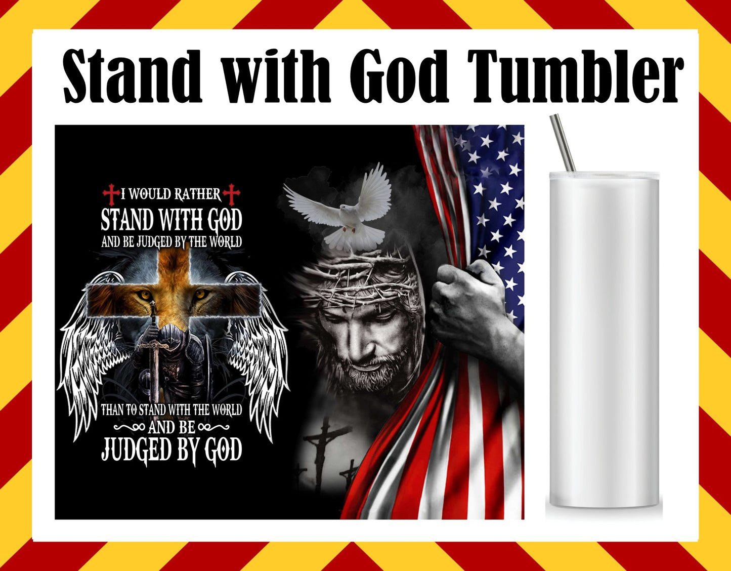 Stainless Steel Cup -  Stand with God Design Hot/Cold Cup